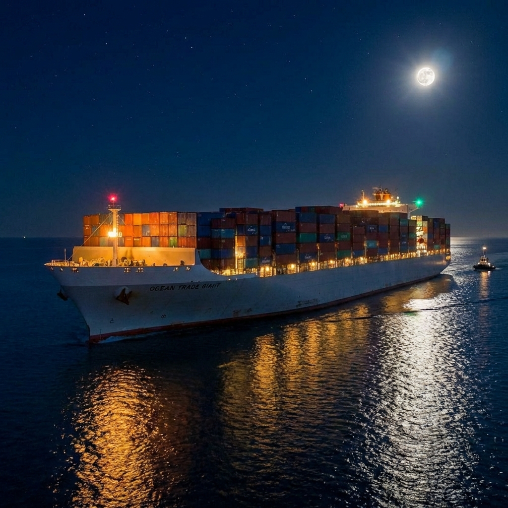 Cargo Ship at Night